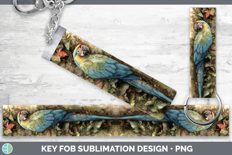 Military Macaw Parrot Botanicals Key Fob Sublimation Design