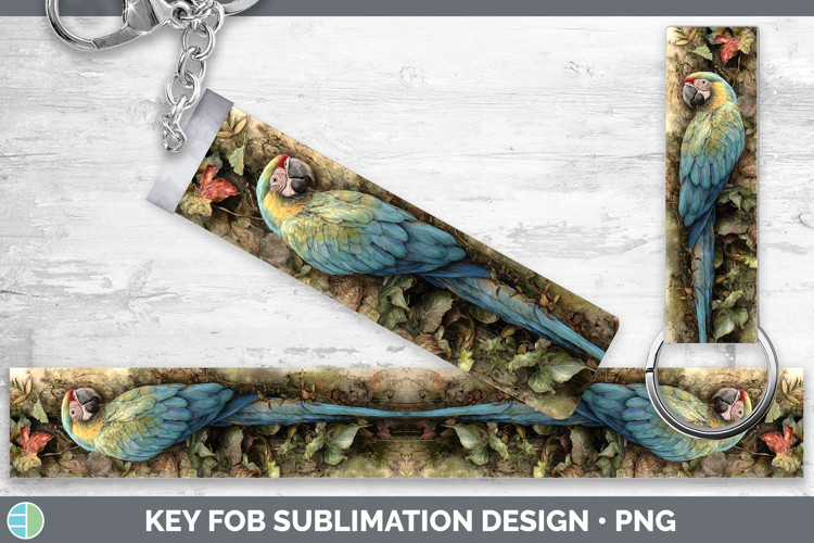 Military Macaw Parrot Botanicals Key Fob Sublimation Design