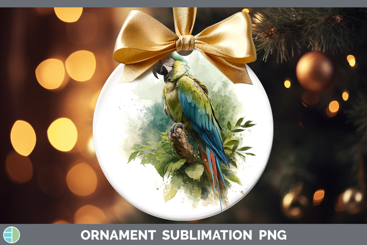 Military Macaw Parrot Botanicals Ornament Sublimation Design
