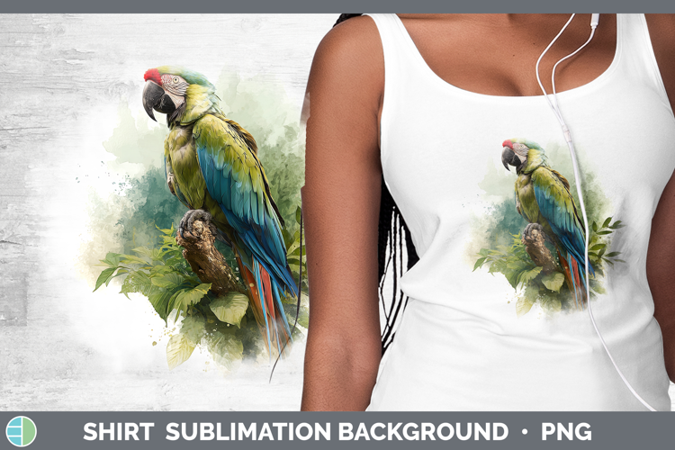 Military Macaw Parrot Botanicals Shirt Sublimation Design