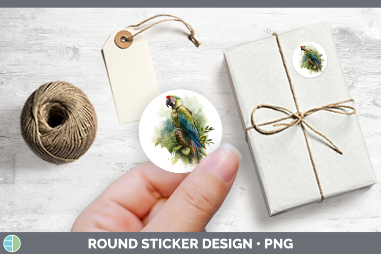 Military Macaw Parrot Botanicals Stickers Design