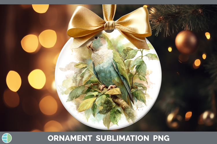 Quaker Parrots Parrot Botanicals Ornament Sublimation Design