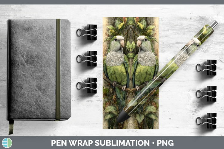 Quaker Parrots Parrot Botanicals Pen Wrap Sublimation Design