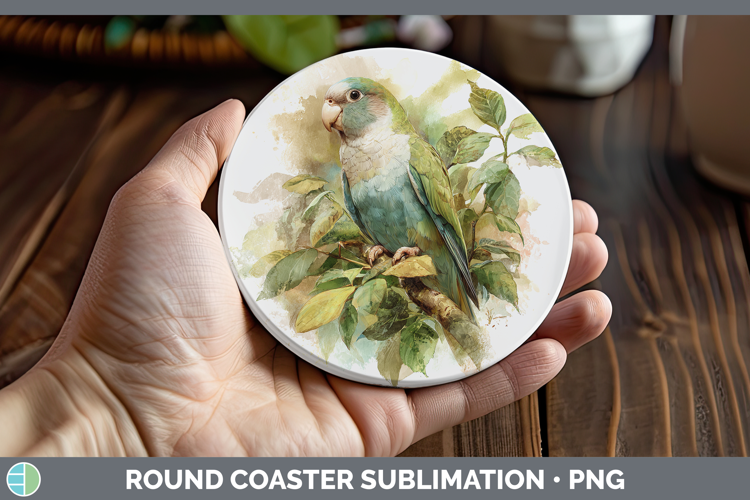 Quaker Parrots Parrot Botanicals Round Coaster Sublimation D