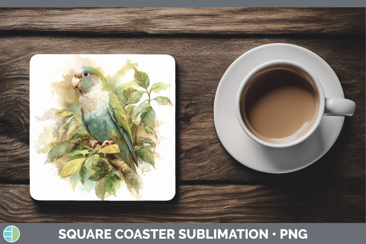 Quaker Parrots Parrot Botanicals Square Coaster Sublimation