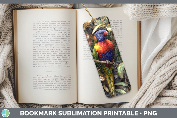 Rainbow Lorikeet Parrot Botanicals Bookmark Sublimation Desi