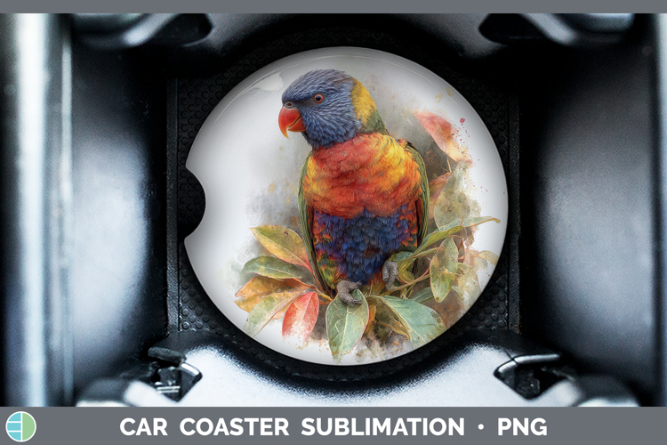 Rainbow Lorikeet Parrot Botanicals Car Coaster Sublimation D