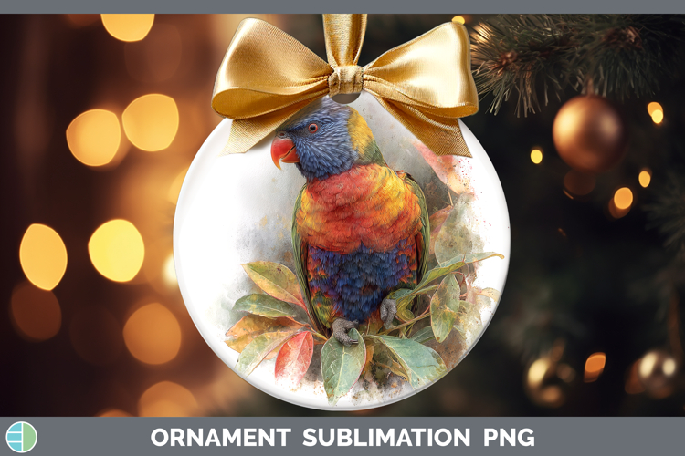 Rainbow Lorikeet Parrot Botanicals Ornament Sublimation Desi