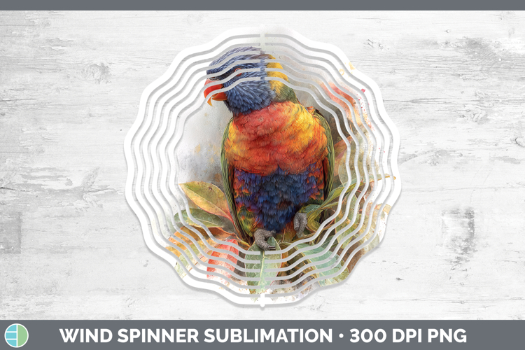 Rainbow Lorikeet Parrot Botanicals Wind Spinner Sublimation