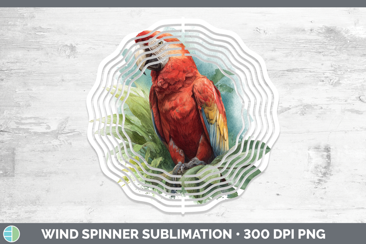 Scarlet Macaw Parrot Botanicals Wind Spinner Sublimation Des
