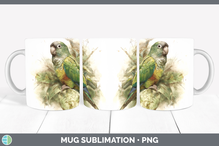 Senegal Parrot Parrot Botanicals Mug Wrap Sublimation Design