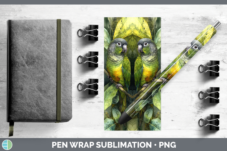 Senegal Parrot Parrot Botanicals Pen Wrap Sublimation Design