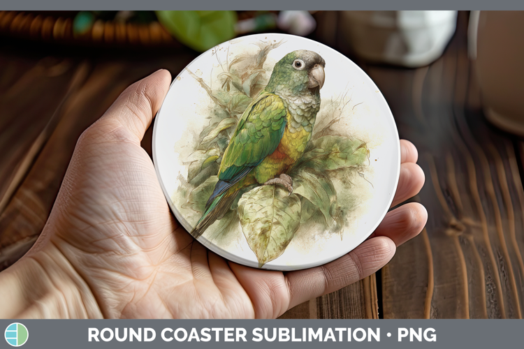 Senegal Parrot Parrot Botanicals Round Coaster Sublimation D