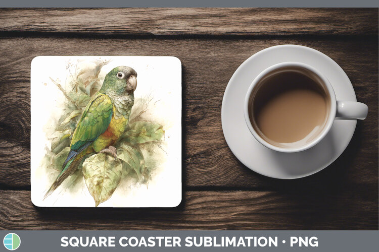 GorgeousParrot Botanicals Square Coaster design.