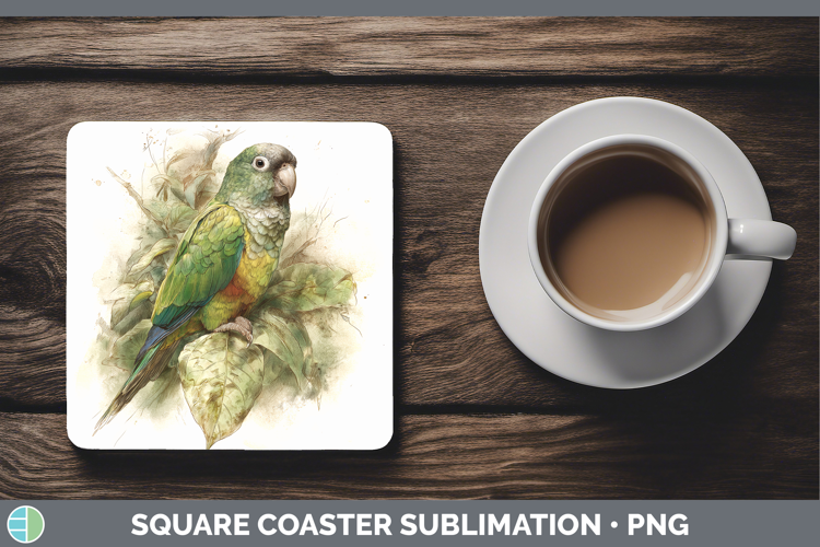 Senegal Parrot Parrot Botanicals Square Coaster Sublimation