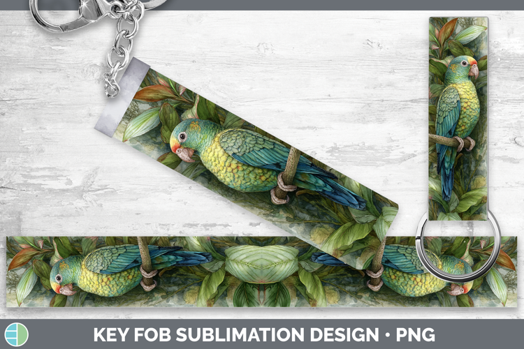 Seychelles Parrot Parrot Botanicals Key Fob Sublimation Desi