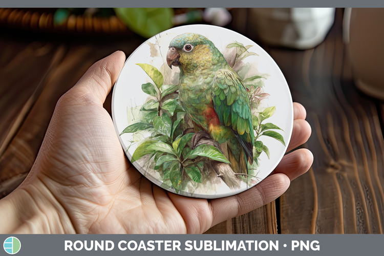 Seychelles Parrot Parrot Botanicals Round Coaster Sublimatio