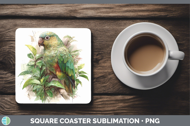 Seychelles Parrot Parrot Botanicals Square Coaster Sublimati