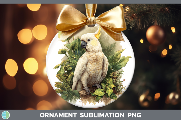Sulphur-Crested Cockatoo Parrot Botanicals Ornament Sublimat
