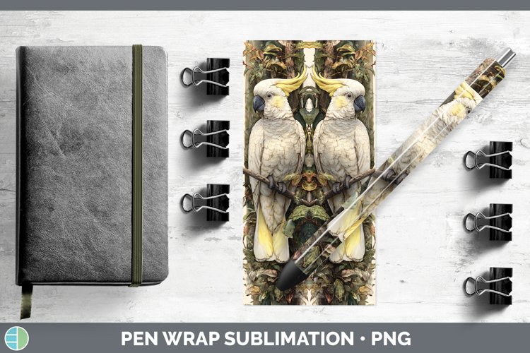 Sulphur-Crested Cockatoo Parrot Botanicals Pen Wrap Sublimat