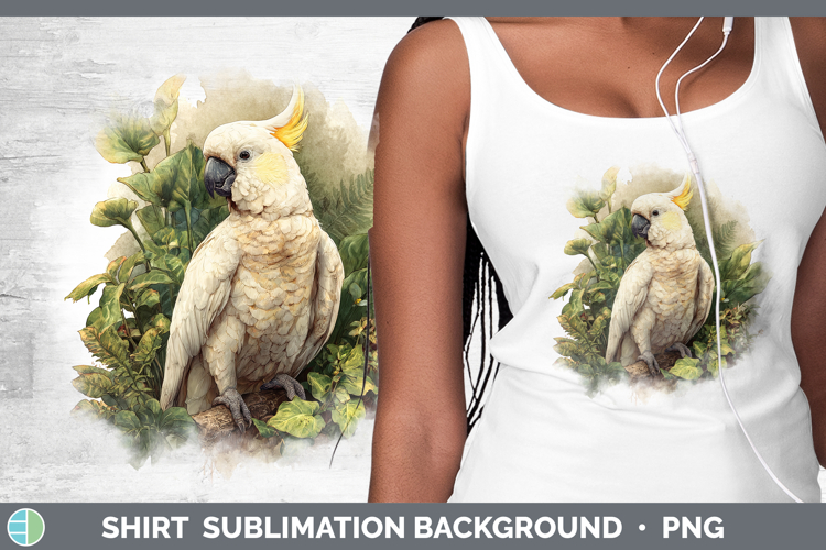 Sulphur-Crested Cockatoo Parrot Botanicals Shirt Sublimation
