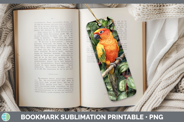 Sun Conure Parrot Botanicals Bookmark Sublimation Design