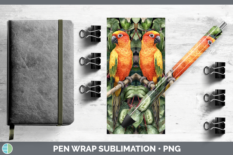 Sun Conure Parrot Botanicals Pen Wrap Sublimation Design