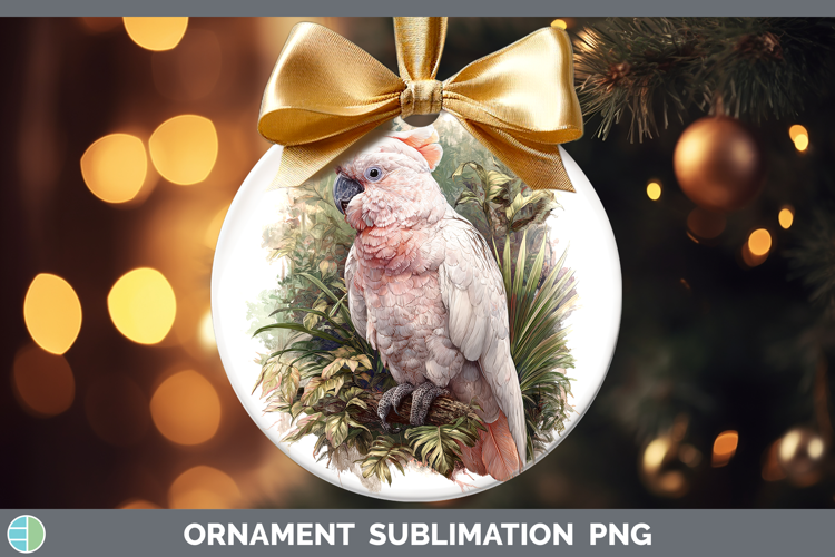 Umbrella Cockatoo Parrot Botanicals Ornament Sublimation Des