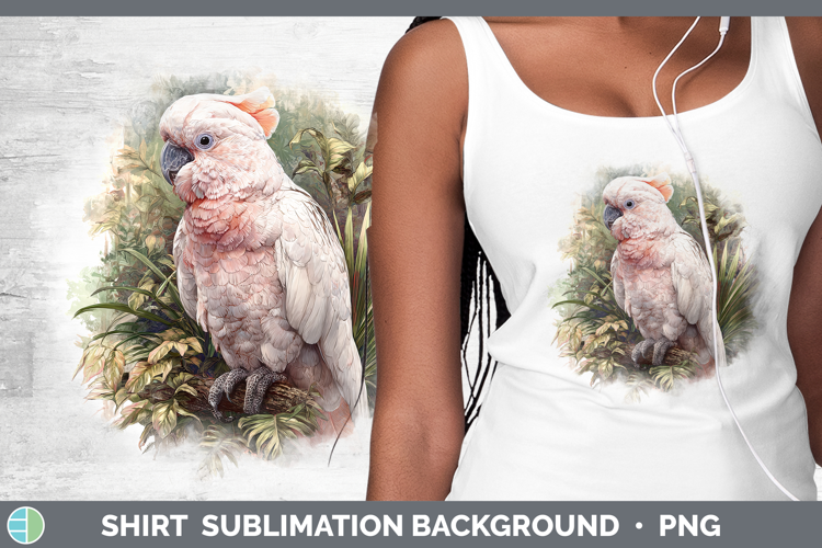 Umbrella Cockatoo Parrot Botanicals Shirt Sublimation Design