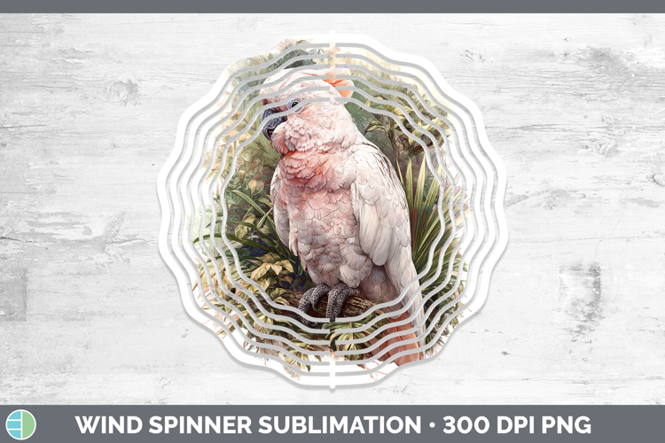 Umbrella Cockatoo Parrot Botanicals Wind Spinner Sublimation