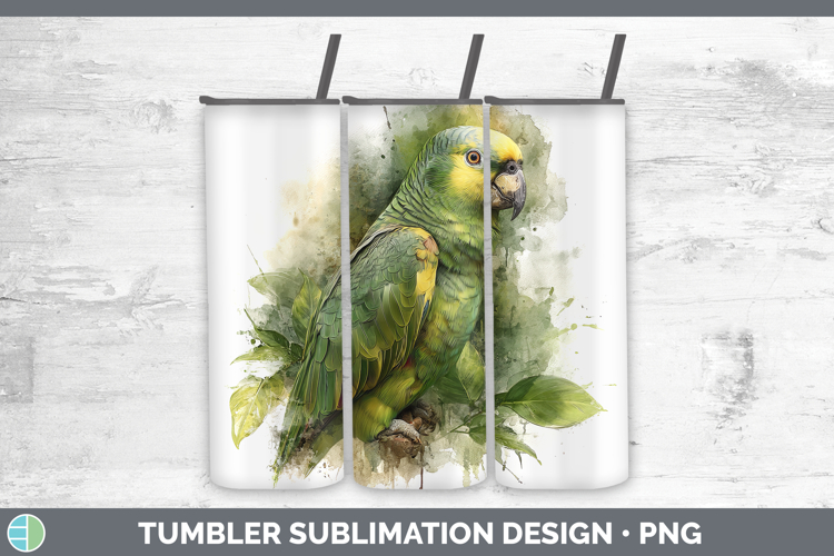Yellow-Naped Amazon Parrot Parrot Botanicals Tumbler Sublima