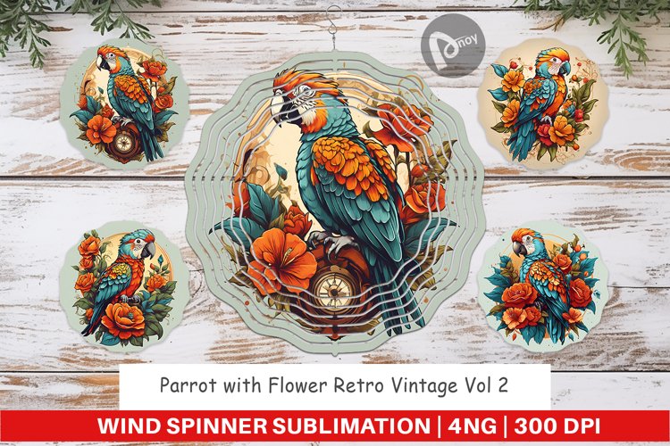 Wind Spinner Parrot and Flower