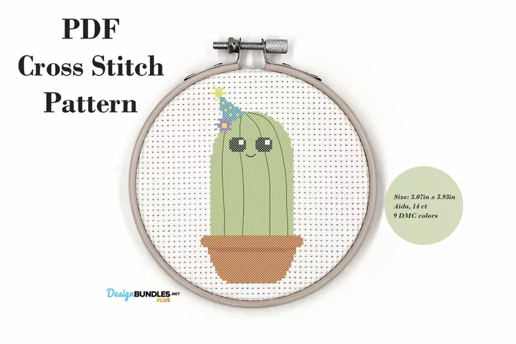 Party Cactus Cross Stitch Pattern PDF File