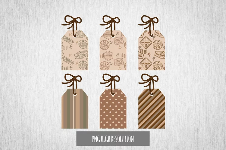 Passport Stamps Patterned Tags