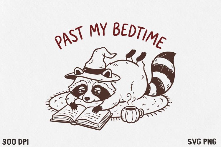 Bookish Halloween Raccoon SVG PNG | Witchy Reading Raccoon
