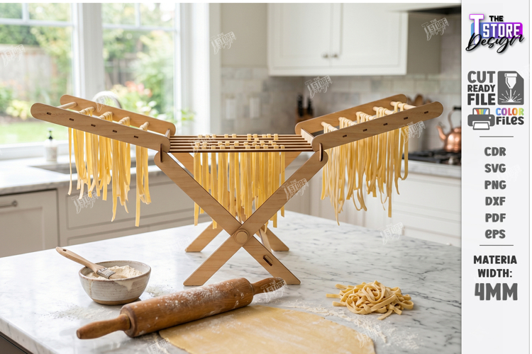 Wooden Pasta Drying Rack Laser Cut | Kitchen Tool | Cooking