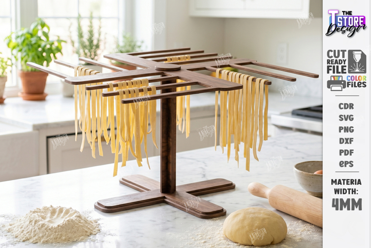 Wooden Pasta Drying Rack Laser Cut | Kitchen Tool | Cooking
