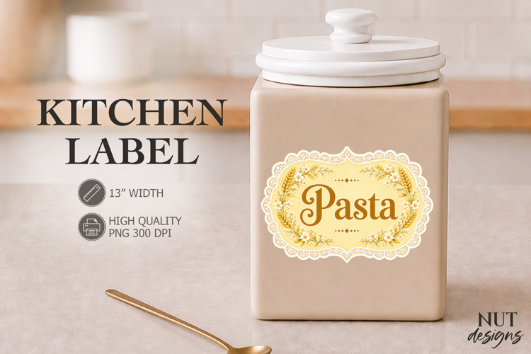 Golden Floral Pasta Kitchen Label Pantry Label