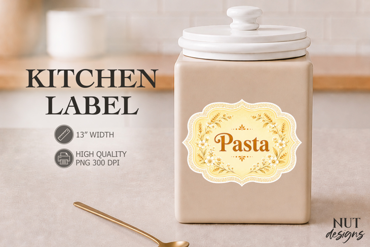 Golden Floral Pasta Kitchen Label Pantry Label
