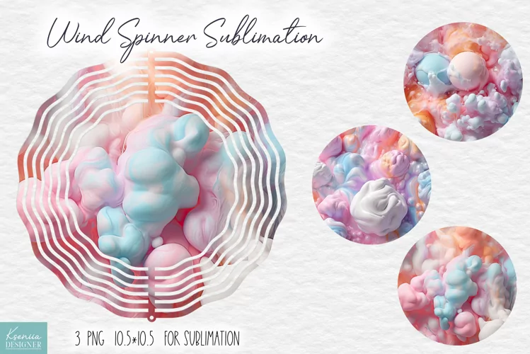 Pink 3d Design Wind Spinner Sublimation|Ice Cream Design