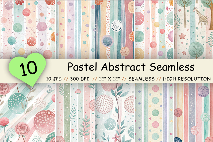 Pastel Abstract Seamless Patterns, Candy Color Stripes