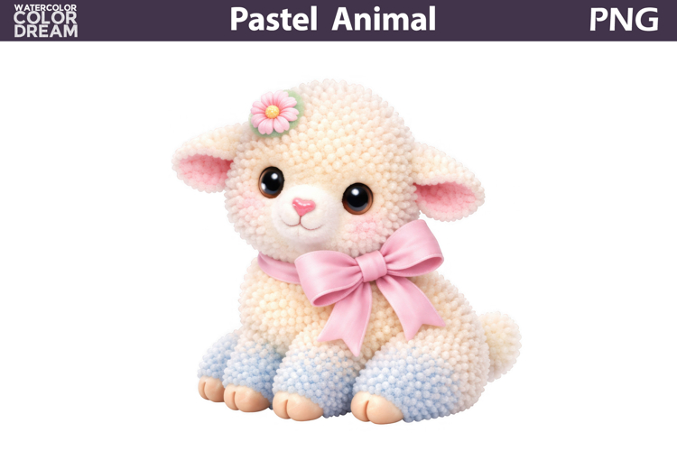 Pastel Baby Lamb Clipart | Girl Nursery Sublimation