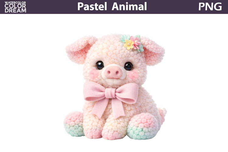 Pastel Baby Pig Clipart | Girl Nursery Sublimation