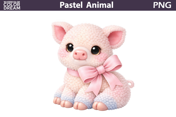 Pastel Baby Pig Clipart | Girl Nursery Sublimation
