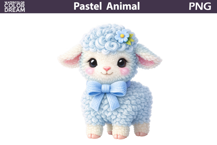 Pastel Blue Baby Lamb Clipart | Boy Nursery Sublimation