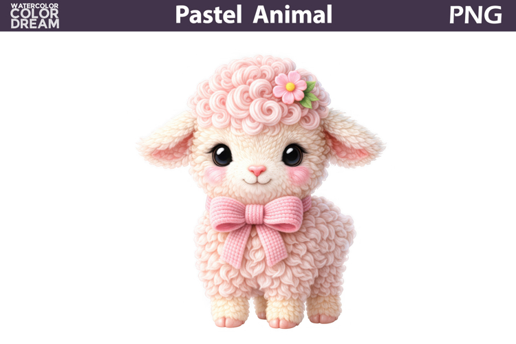 Pastel Baby Lamb Clipart | Girl Nursery Sublimation