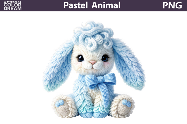Blue Pastel Bunny Clipart | Baby Boy Nursery Sublimation