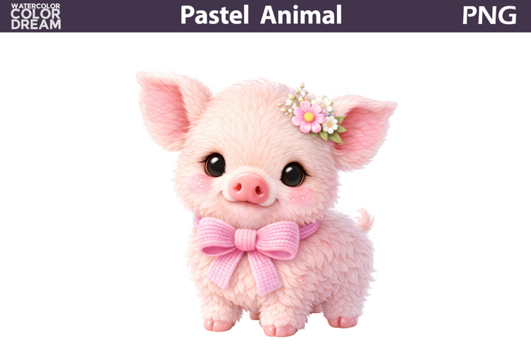 Pastel Baby Pig Clipart | Cute Farm Nursery Sublimation