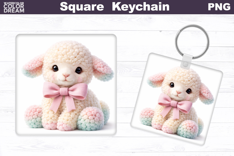 Cute Pastel Lamb Square Keychain Sublimation