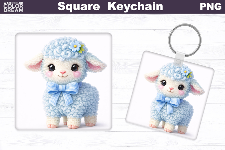 Cute Pastel Lamb Square Keychain Sublimation